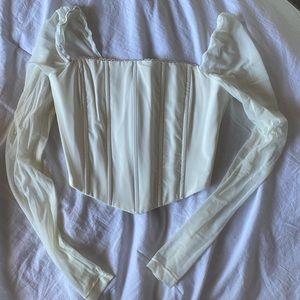 Princess Polly, Beverly Long Sleeve Top, Mesh Sleeves & Back, Size 2